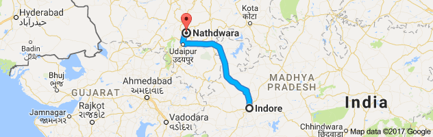 Indore to Nathdwara route, distance, time and road conditions