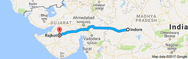 Indore to Rajkot  route, distance, time and road conditions