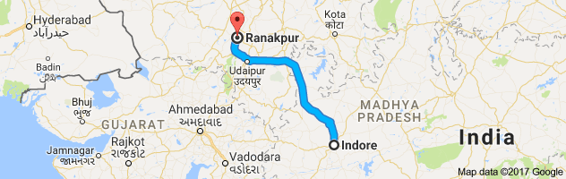 Indore to Ranakpur  route, distance, time and road conditions