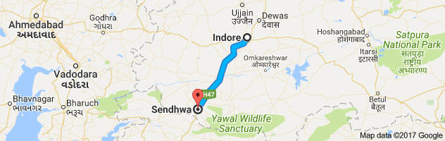 Indore to Sendhwa  route, distance, time and road conditions