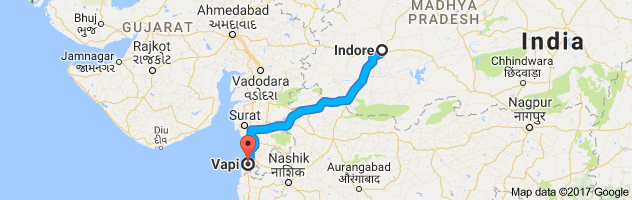 Indore to Vapi route, distance, time and road conditions