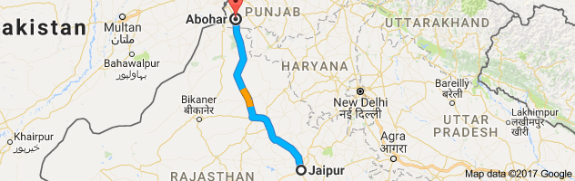 Jaipur to Abohar route, distance, time and road conditions