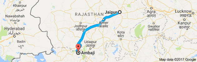 Jaipur to Ambaji  route, distance, time and road conditions