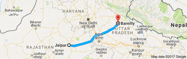 Jaipur to Bareilly  route, distance, time and road conditions