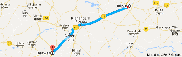 Jaipur to Beawar route, distance, time and road conditions