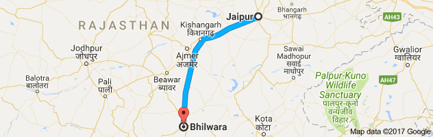 Jaipur to Bhilwara  route, distance, time and road conditions