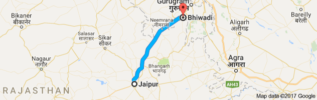 Jaipur to Bhiwadi  route, distance, time and road conditions