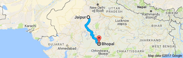 Jaipur to Bhopal  route, distance, time and road conditions