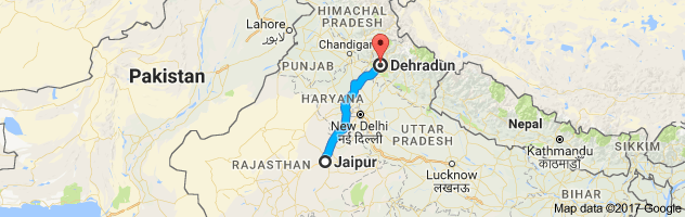 Jaipur to Dehradun   route, distance, time and road conditions