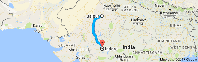 Jaipur to Indore route, distance, time and road conditions