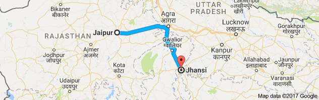 Jaipur to Jhansi route, distance, time and road conditions