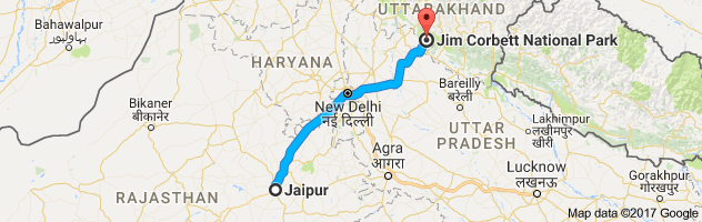 Jaipur to Jim Corbett route, distance, time and road conditions