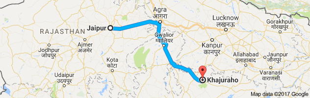 Jaipur to Khajuraho  route, distance, time and road conditions