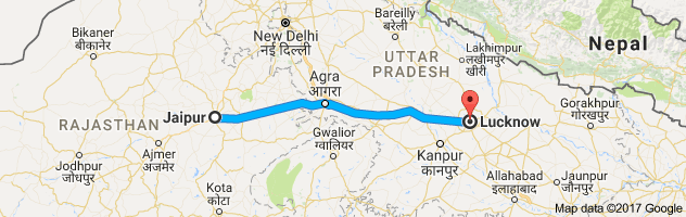 Jaipur to Lucknow  route, distance, time and road conditions