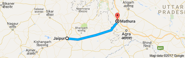 Jaipur to Mathura  route, distance, time and road conditions