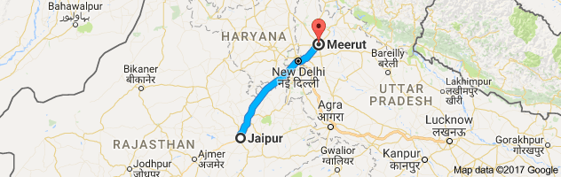 Jaipur to Meerut  route, distance, time and road conditions