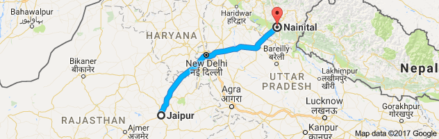 Jaipur to Nainital   route, distance, time and road conditions