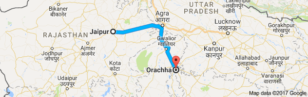 Jaipur to Orchha  route, distance, time and road conditions