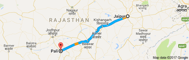 Jaipur to Pali route, distance, time and road conditions