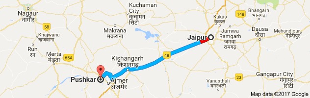 Jaipur to Pushkar route, distance, time and road conditions