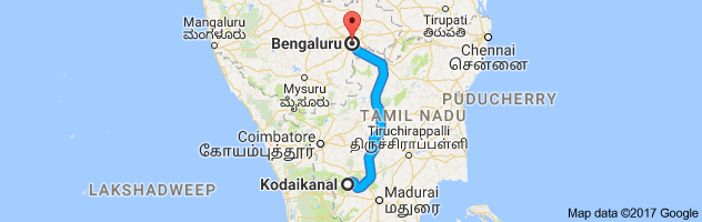 Kodaikanal  to Bangalore  route, distance, time and road conditions