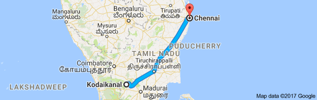 Kodaikanal  to Chennai route, distance, time and road conditions