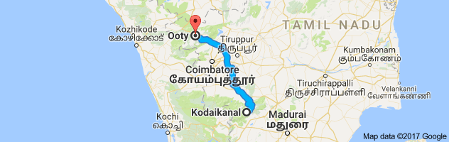 Kodaikanal  to Ooty   route, distance, time and road conditions