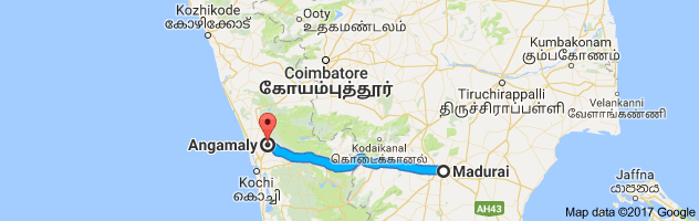 Madurai  to Angamaly route, distance, time and road conditions