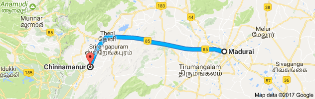 Madurai  to Chinnamanur route, distance, time and road conditions