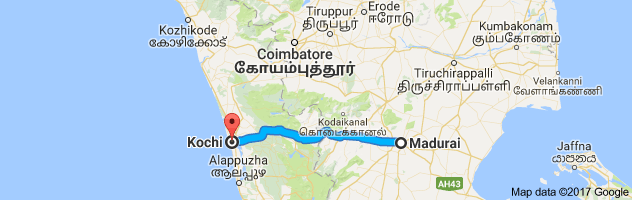 Madurai  to Cochin route, distance, time and road conditions