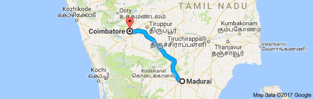 Madurai  to Coimbatore  route, distance, time and road conditions