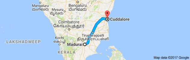 Madurai  to Cuddalore route, distance, time and road conditions