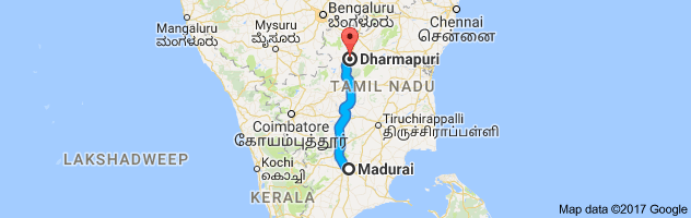 Madurai  to Dharmapuri route, distance, time and road conditions