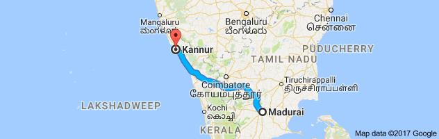 Madurai  to Kannur route, distance, time and road conditions