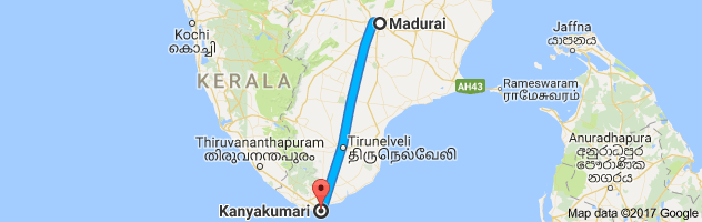 Madurai  to Kanyakumari route, distance, time and road conditions