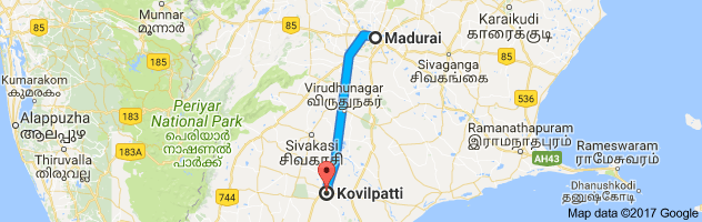 Madurai  to Kovilpati route, distance, time and road conditions