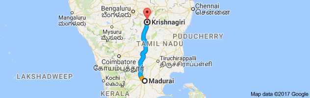 Madurai  to Krishnagiri  route, distance, time and road conditions