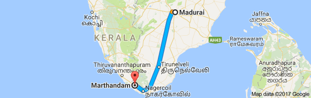 Madurai  to Marthandam route, distance, time and road conditions