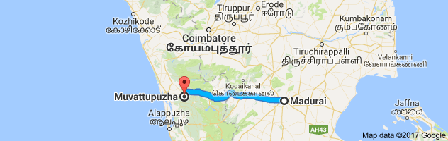 Madurai  to Muvattupuzha  route, distance, time and road conditions