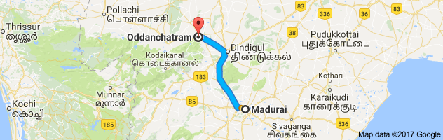 Madurai  to Oddanchatram route, distance, time and road conditions