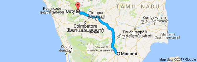 Madurai  to Ooty  route, distance, time and road conditions