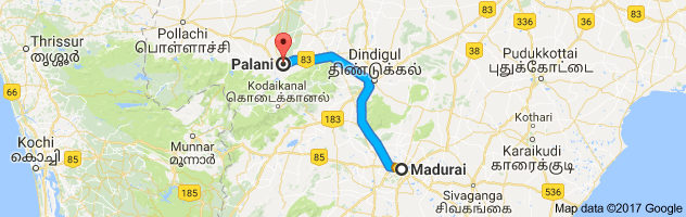 Madurai  to Palani route, distance, time and road conditions