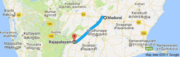 Madurai  to Rajapalayam route, distance, time and road conditions