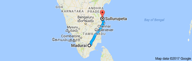 Madurai  to Sullurpeta route, distance, time and road conditions