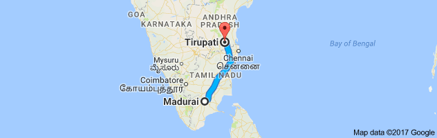 Madurai  to Tirupati  route, distance, time and road conditions