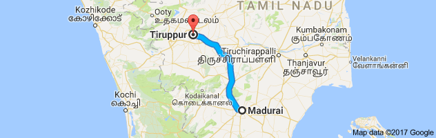 Madurai  to Tirupur route, distance, time and road conditions