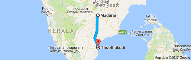 Madurai  to Tuticorin route, distance, time and road conditions