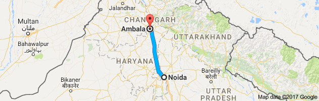 Noida to  Ambala  route, distance, time and road conditions