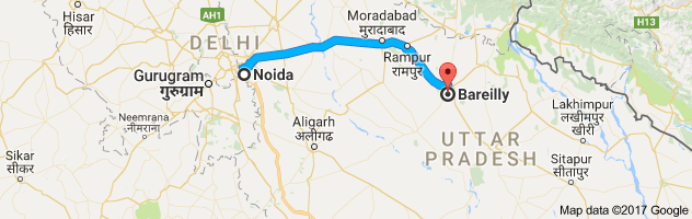 Noida to  Bareilly  route, distance, time and road conditions