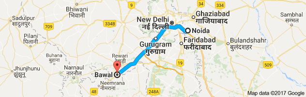 Noida to  Bawal  route, distance, time and road conditions